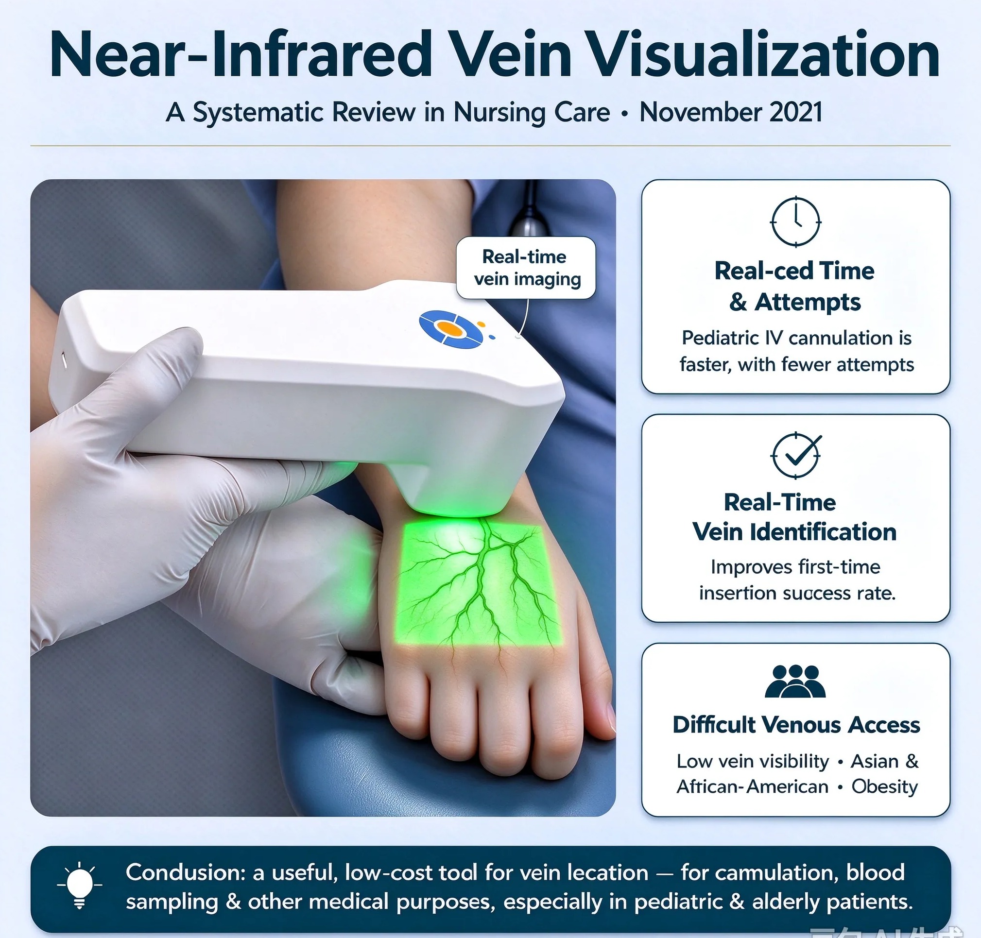 Vein Visualization Using Near-Infrared (NIR) Vein Finder Technology in Nursing Care: A Review of the Benefits and Shortcomings