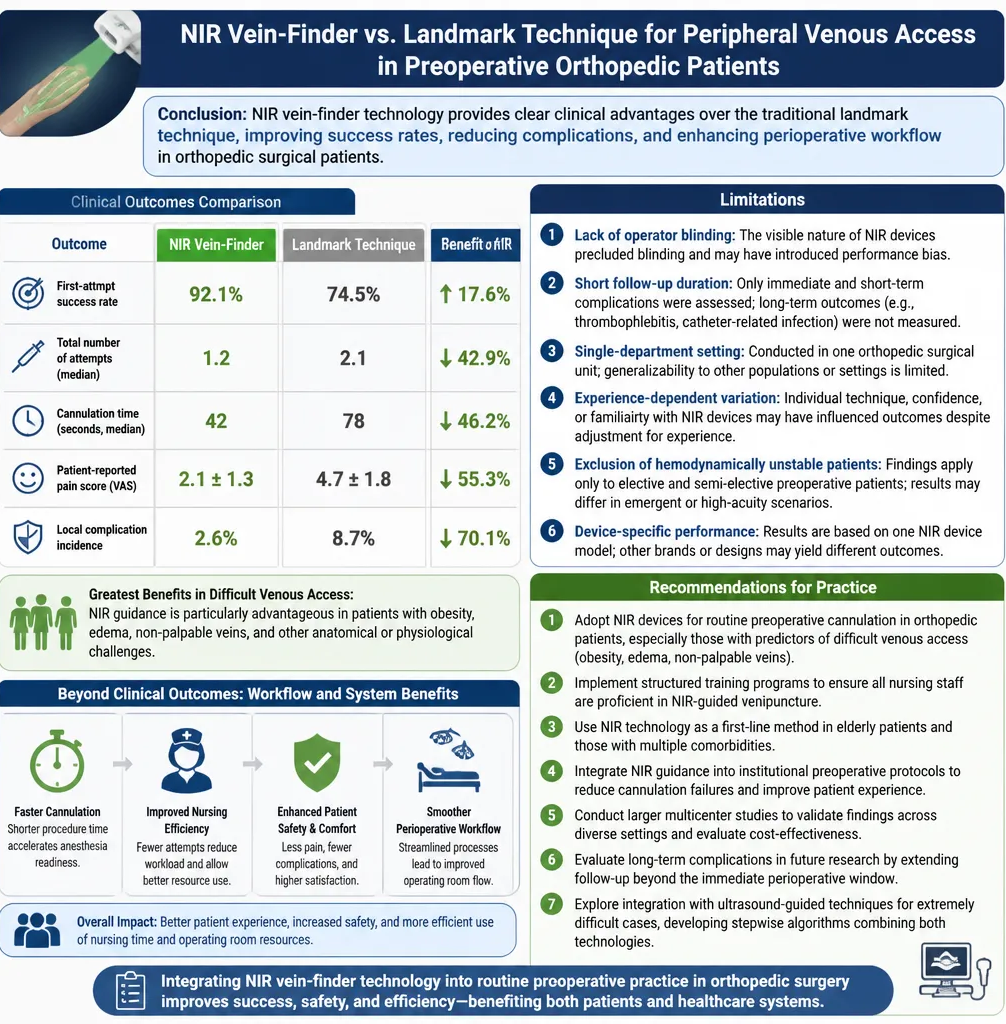 Vein Finder in Orthopedic Preoperative Care: First-Attempt Success Rises from 54.7% to 70.5%
